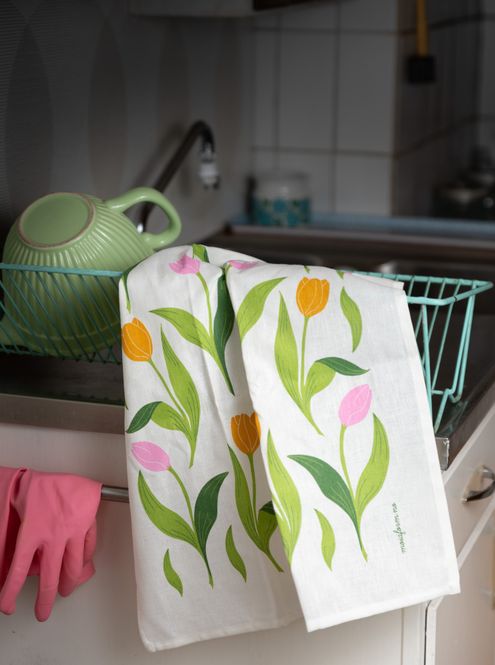 Hovedbilde Kjøkkenhåndkle TULIPAN gul/rosa