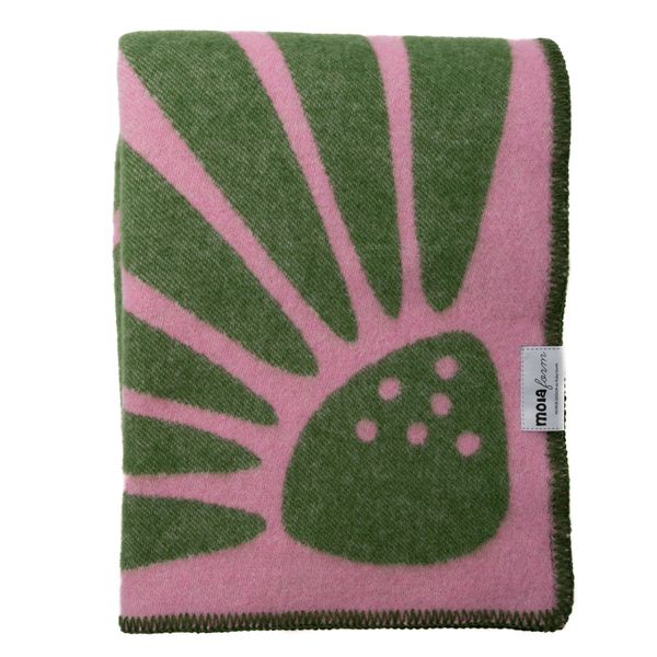 Ullpledd SOMMER rosa/gr&oslash;nn